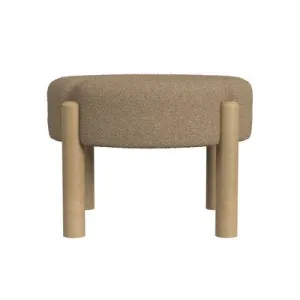 Luna Boucle Ottoman Brown - HomePop: Round, Upholstered, Wood & Plywood Frame, No Assembly Required