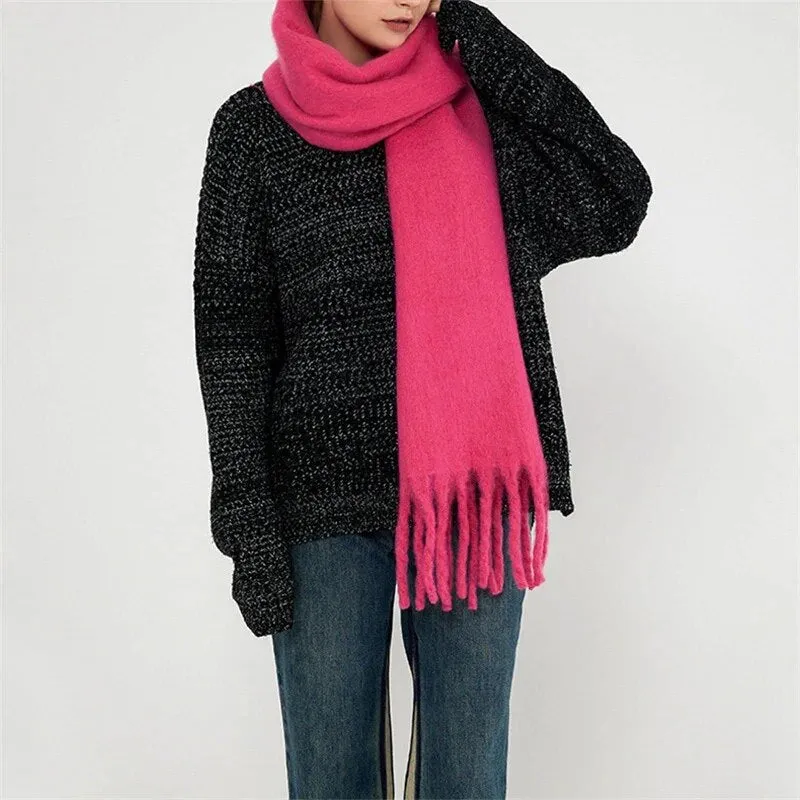 Luxury Cashmere Bright Solid Colors Women Scarf Winter Shawl and Wrap