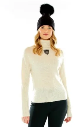 M. Miller Women's Nicola Vintage Patch Cashmere Turtleneck in Ivory