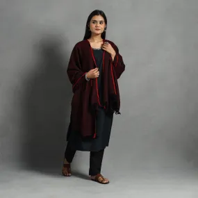 Maroon - Kumaun Handwoven Pure Merino Wool Shawl for Women 21