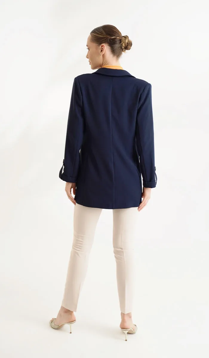 Maya Long Light Comfy Blazer Jacket - Navy