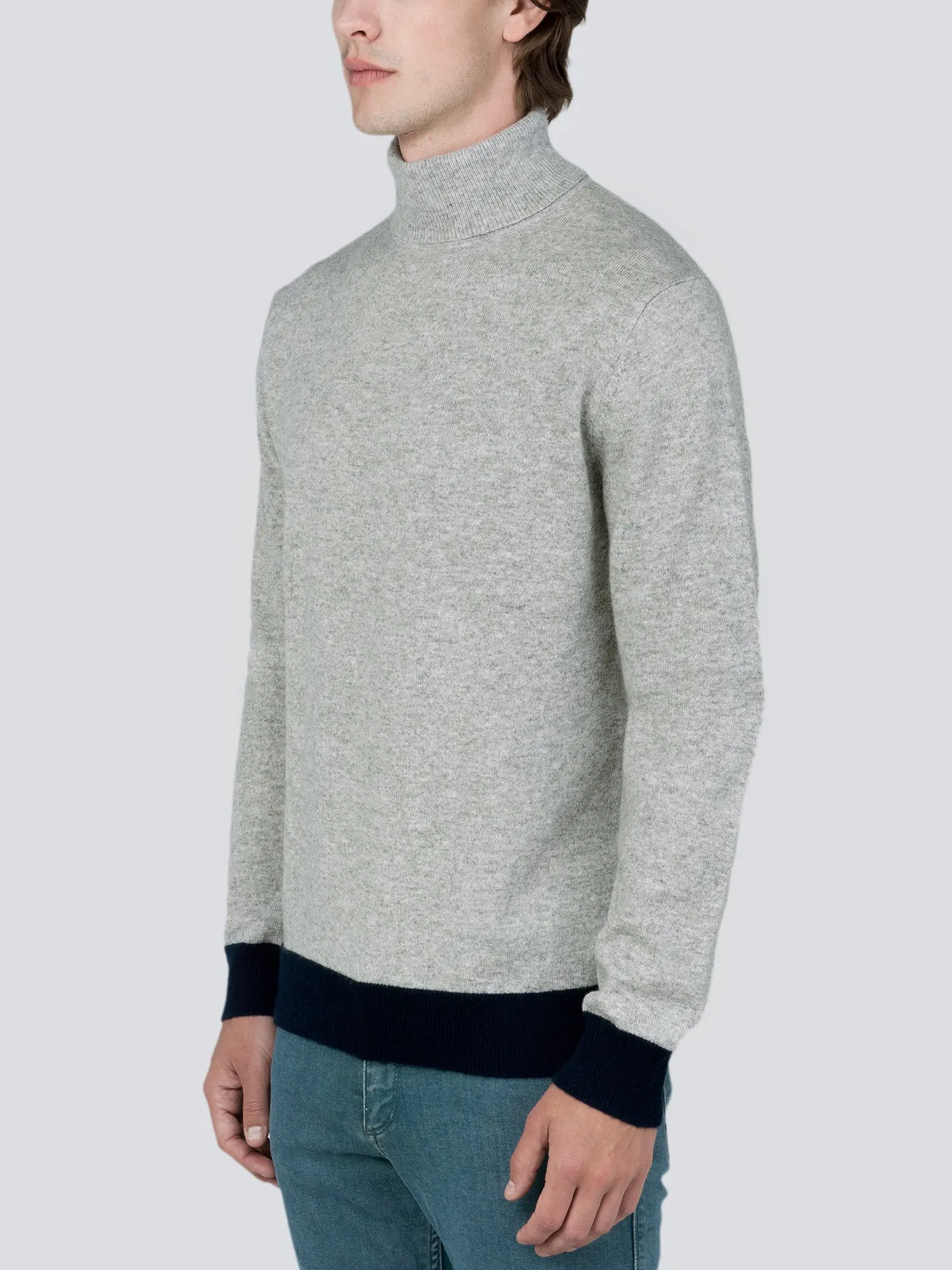 Men Turtleneck Sweater_CB_Light Grey/Navy