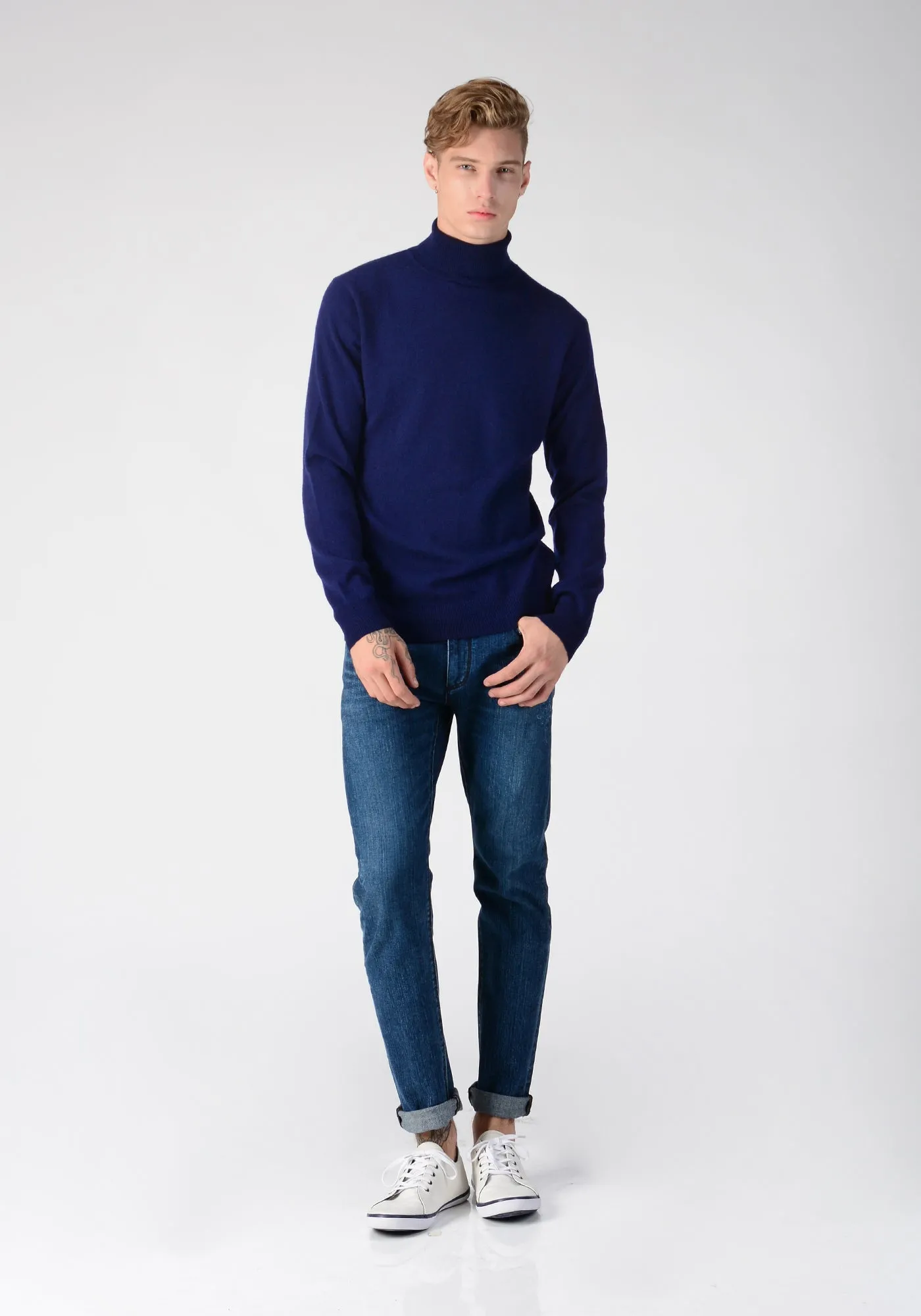 Men Turtleneck Sweater_Navy