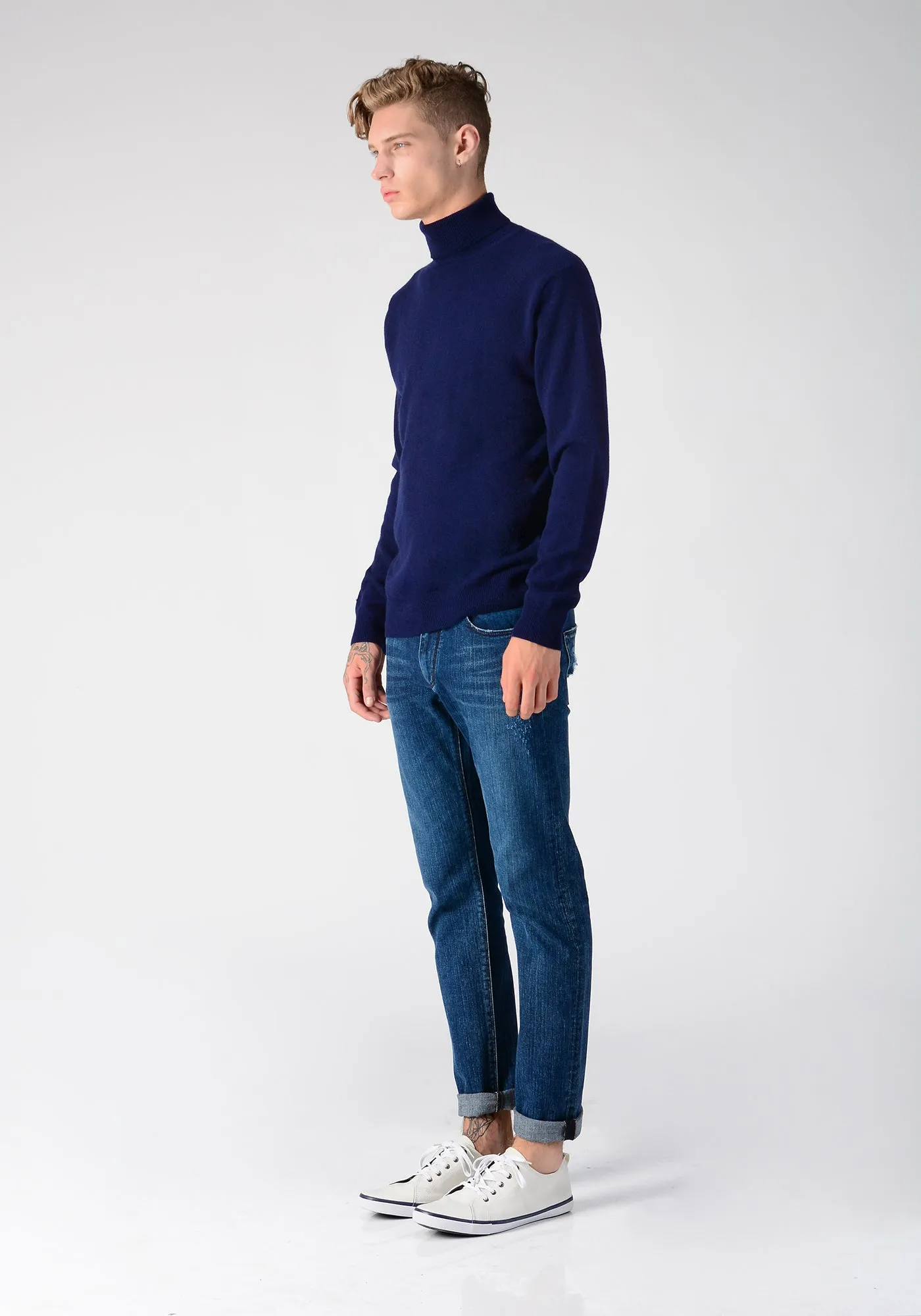 Men Turtleneck Sweater_Navy