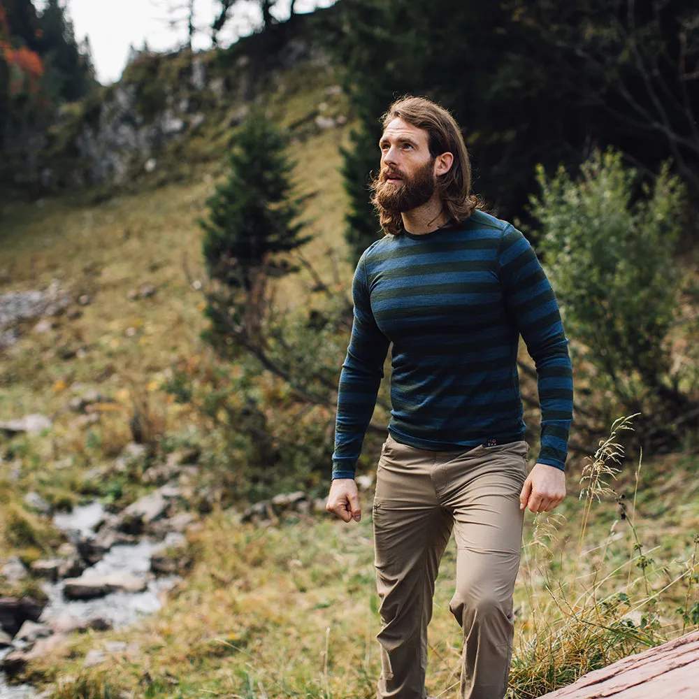 Mens Merino 180 Long Sleeve Crew (Forest/Denim)