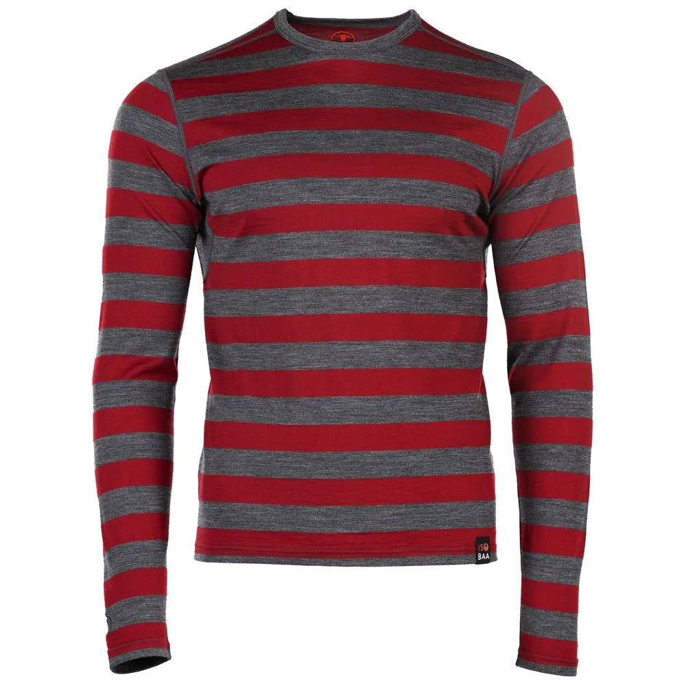 Mens Merino 180 Long Sleeve Crew (Smoke/Red)