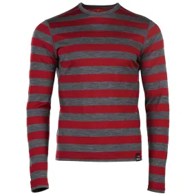 Mens Merino 180 Long Sleeve Crew (Smoke/Red)