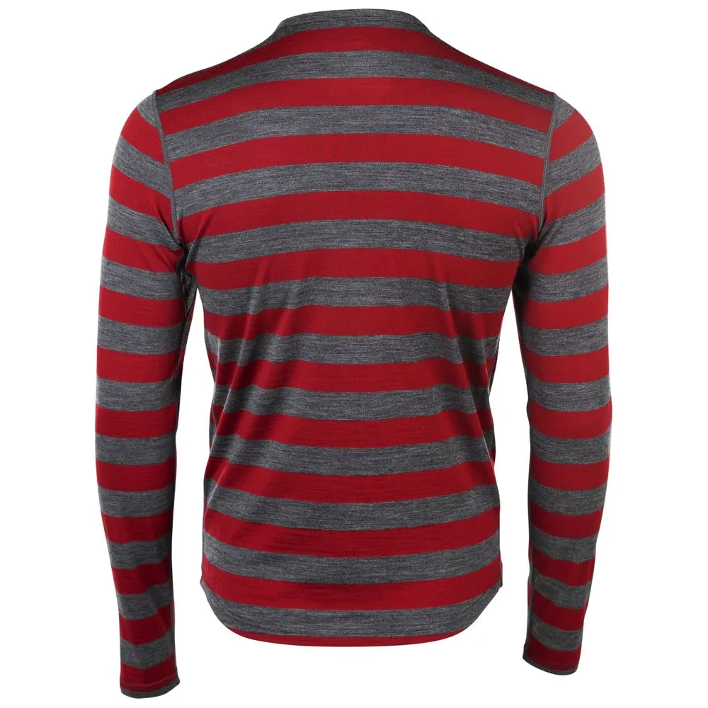 Mens Merino 180 Long Sleeve Crew (Smoke/Red)