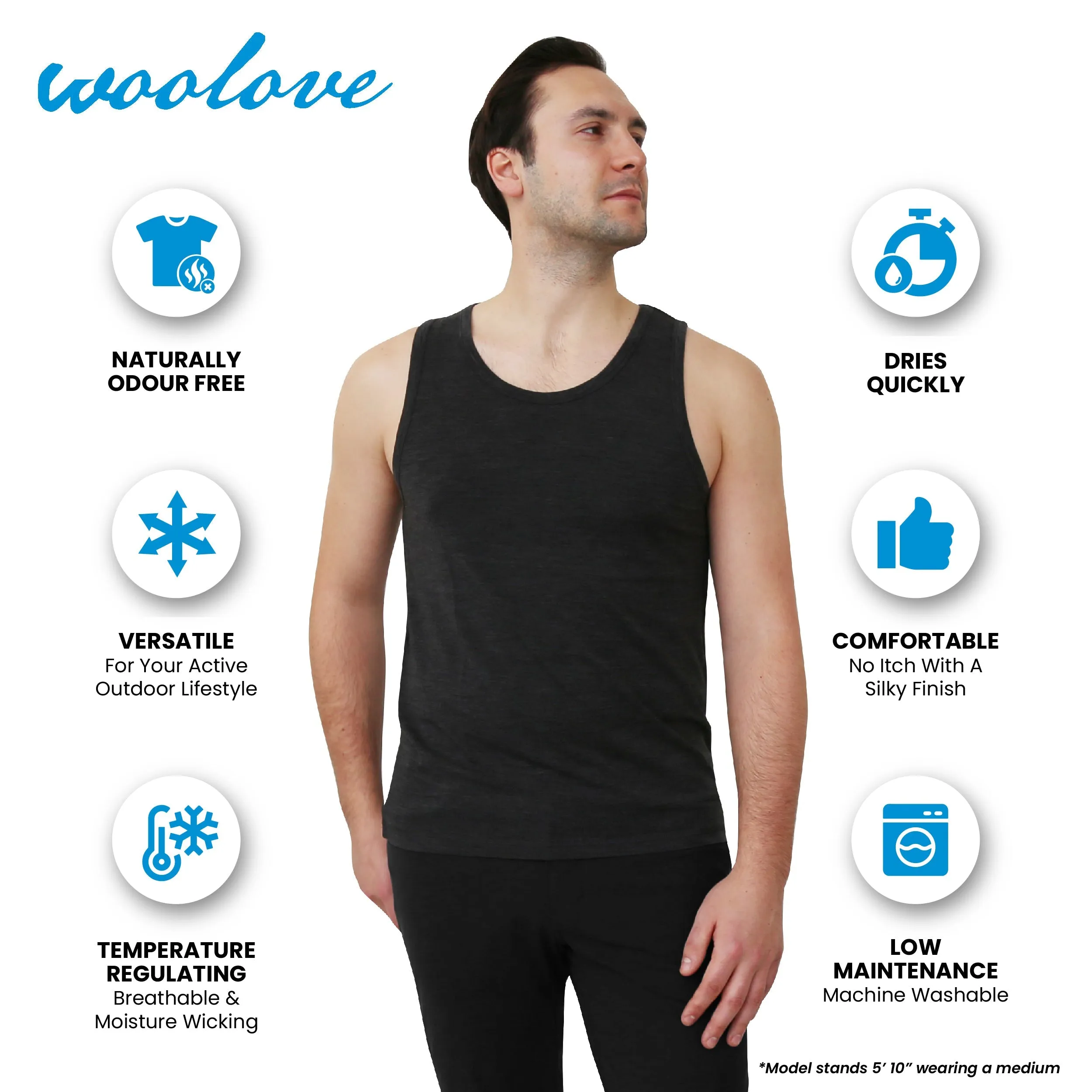 Men's Merino Wool Tank Top with Crew Neck