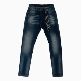 Men's Ribbed Dark Blue Denim Pant