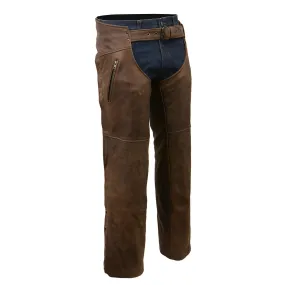 Milwaukee Leather Chaps for Men's Vintage Crazy Horse Brown Leather-