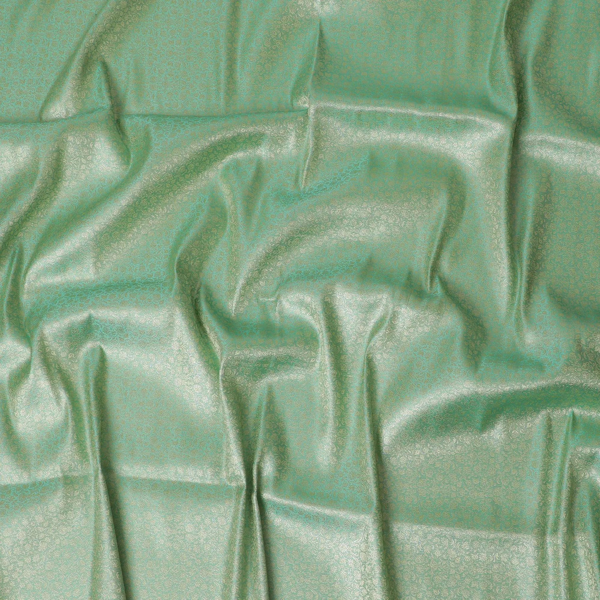 Mint Shimmer Brocade Fabric – Glimmering Elegance for Exquisite Creations-D19036