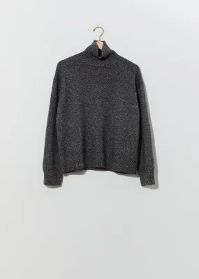 Moore 3-Ply Cashmere Turtleneck — Marled Black