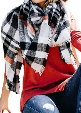 Multi Tone Plaid Oversized Scarf