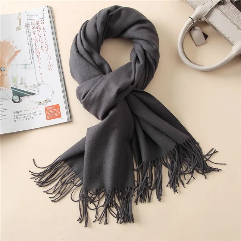 New 2021 Cashmere Scarf Winter Women Pashmina Shawls Warm Blanket Wraps Female Foulard Bandana Brand Thick Print Scarves