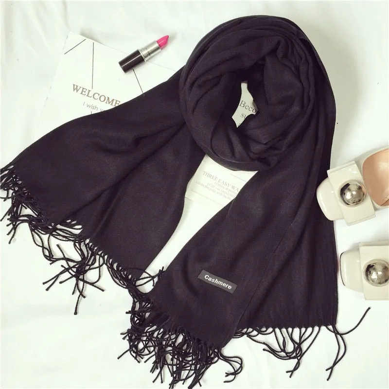 New 2021 Cashmere Scarf Winter Women Pashmina Shawls Warm Blanket Wraps Female Foulard Bandana Brand Thick Print Scarves