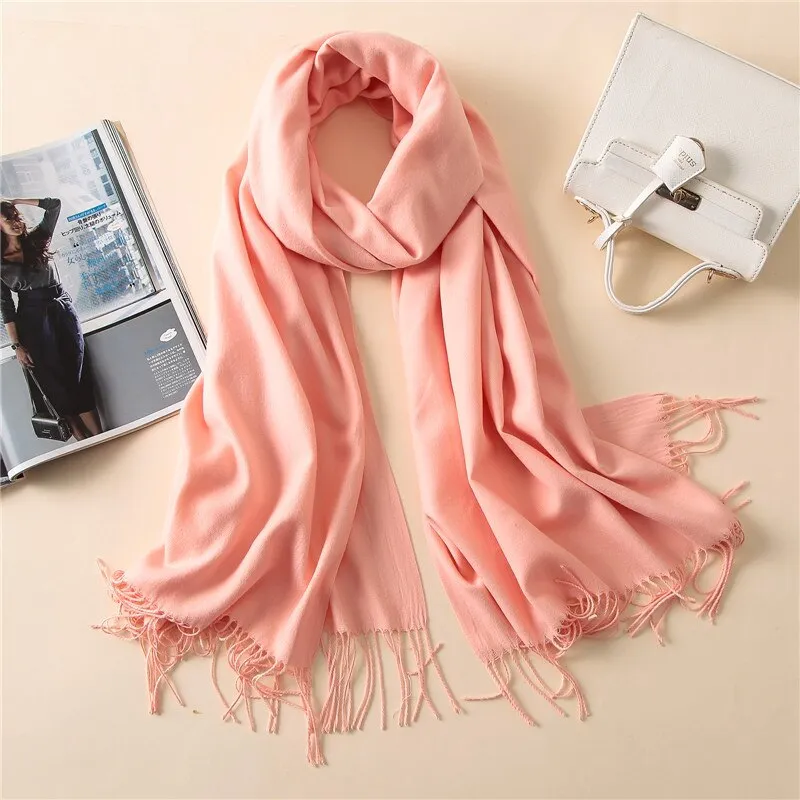 New 2021 Cashmere Scarf Winter Women Pashmina Shawls Warm Blanket Wraps Female Foulard Bandana Brand Thick Print Scarves