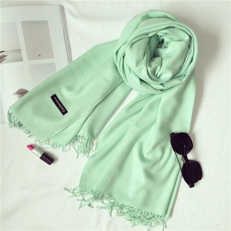 New 2021 Cashmere Scarf Winter Women Pashmina Shawls Warm Blanket Wraps Female Foulard Bandana Brand Thick Print Scarves