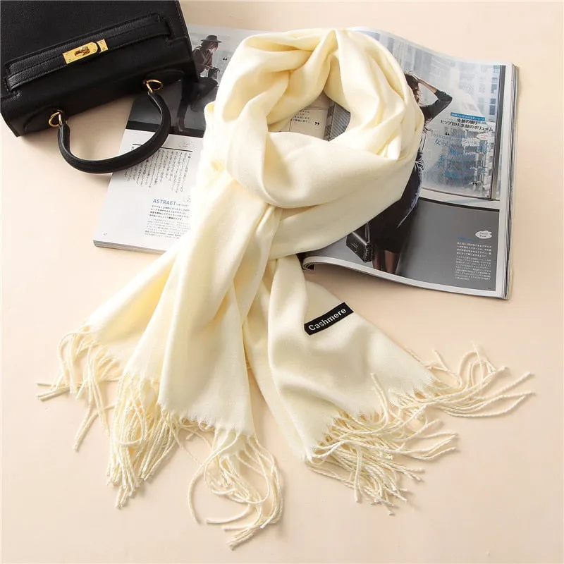 New 2021 Cashmere Scarf Winter Women Pashmina Shawls Warm Blanket Wraps Female Foulard Bandana Brand Thick Print Scarves