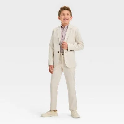 New - Boys' Dobby Blazer - Cat & Jack Light Beige 4