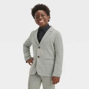 New - Boys' Houndstooth Knit Blazer - Cat & Jack Brown 18 Husky