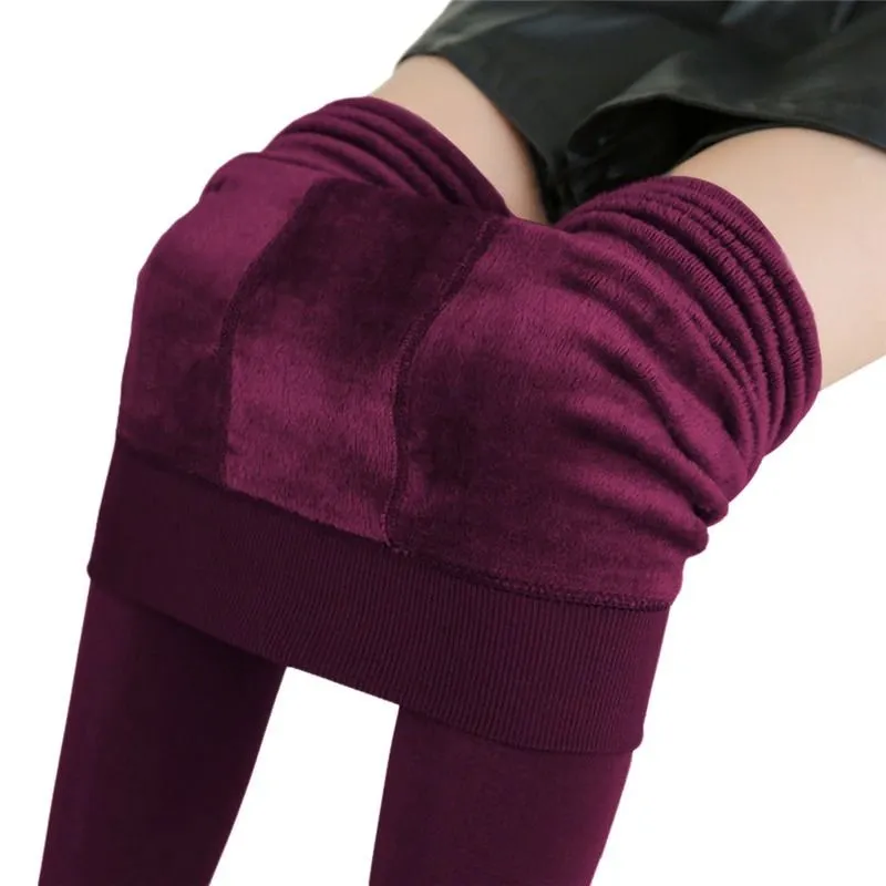 OCW Women Velvet Legging Thermal High Elasticity Winter High Waist Pants