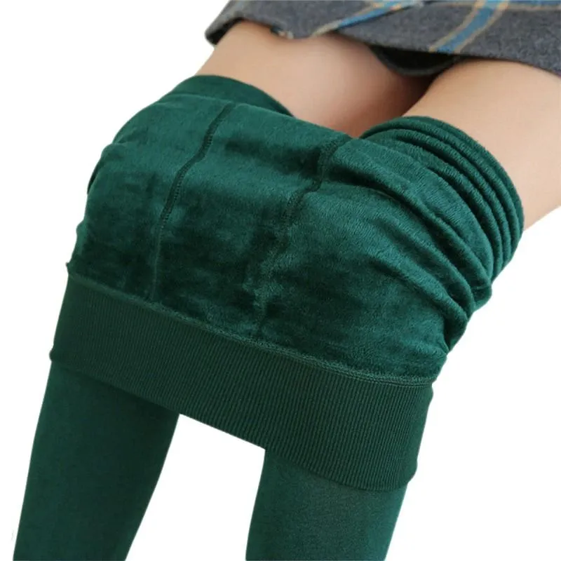 OCW Women Velvet Legging Thermal High Elasticity Winter High Waist Pants