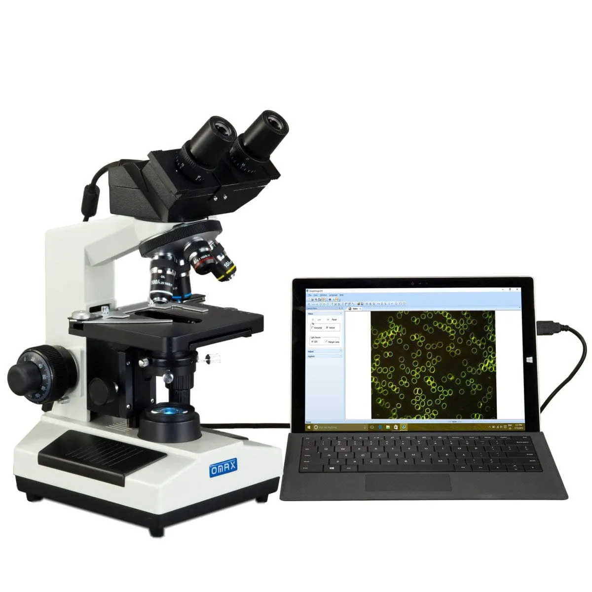 OMAX 40X-2500X Built-in 3MP Digital Camera Dry Darkfield Compound LED Microscope