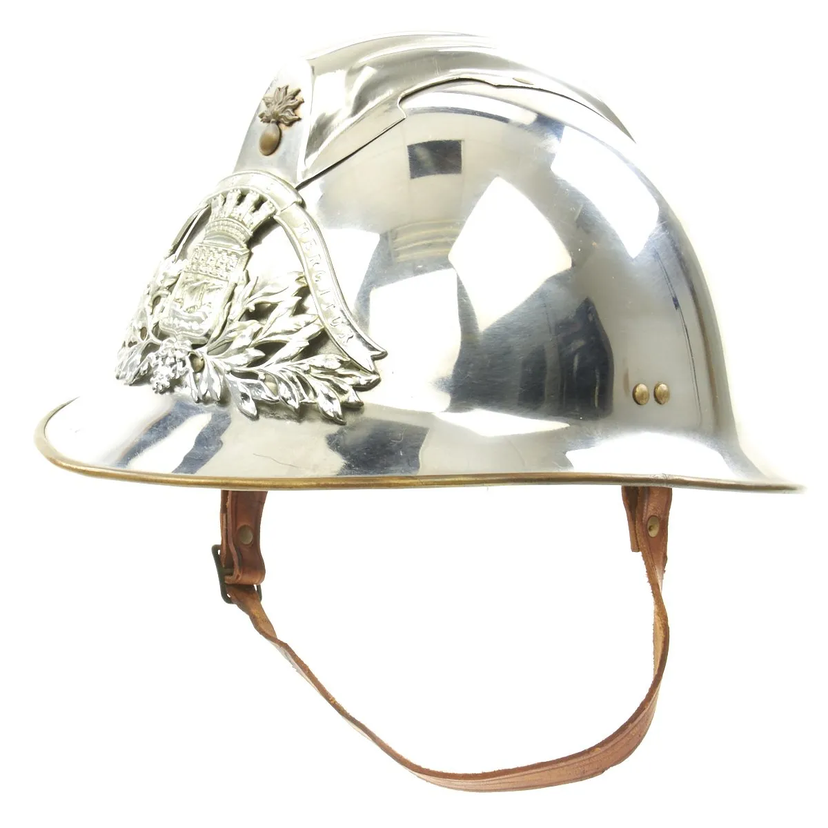 Original French WWII Era City of Paris Model 1926 Adrian Nickel-plated Firefighter's Helmet