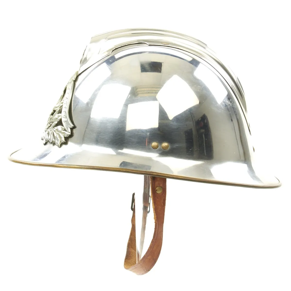 Original French WWII Era City of Paris Model 1926 Adrian Nickel-plated Firefighter's Helmet