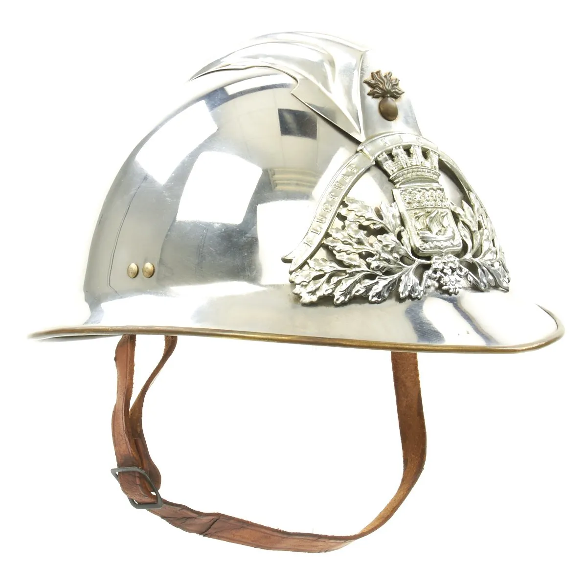 Original French WWII Era City of Paris Model 1926 Adrian Nickel-plated Firefighter's Helmet