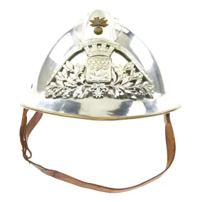 Original French WWII Era City of Paris Model 1926 Adrian Nickel-plated Firefighter's Helmet