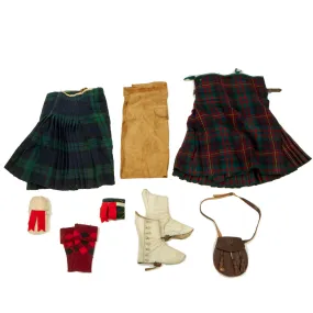 Original Scotland WWII Era Tartan Kilts for the Black Watch and Queens Own Cameron Highlanders with Accessories