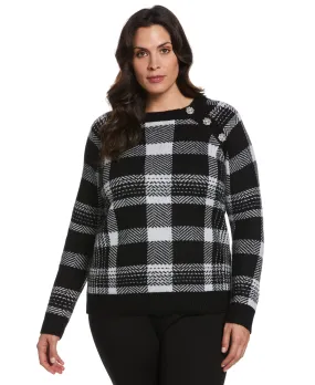 Plus Size Button Trim Sweater