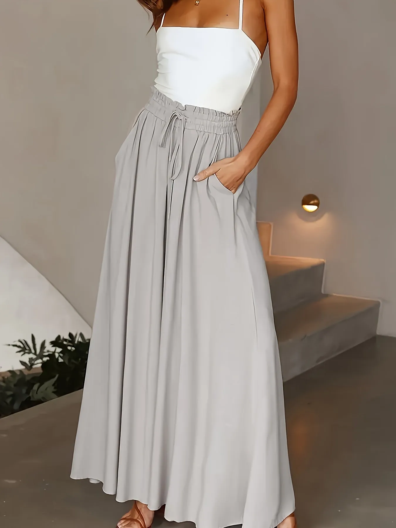 Plus Size Solid Wide Leg Pants - Comfortable Style for Every Occasion