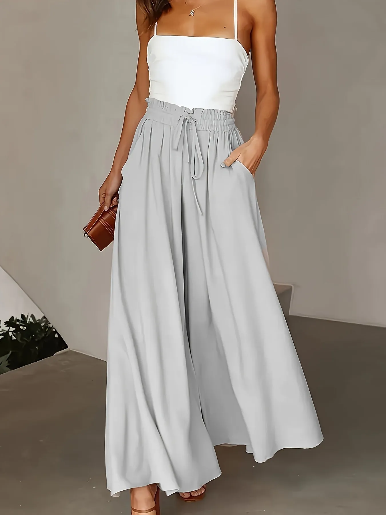 Plus Size Solid Wide Leg Pants - Comfortable Style for Every Occasion