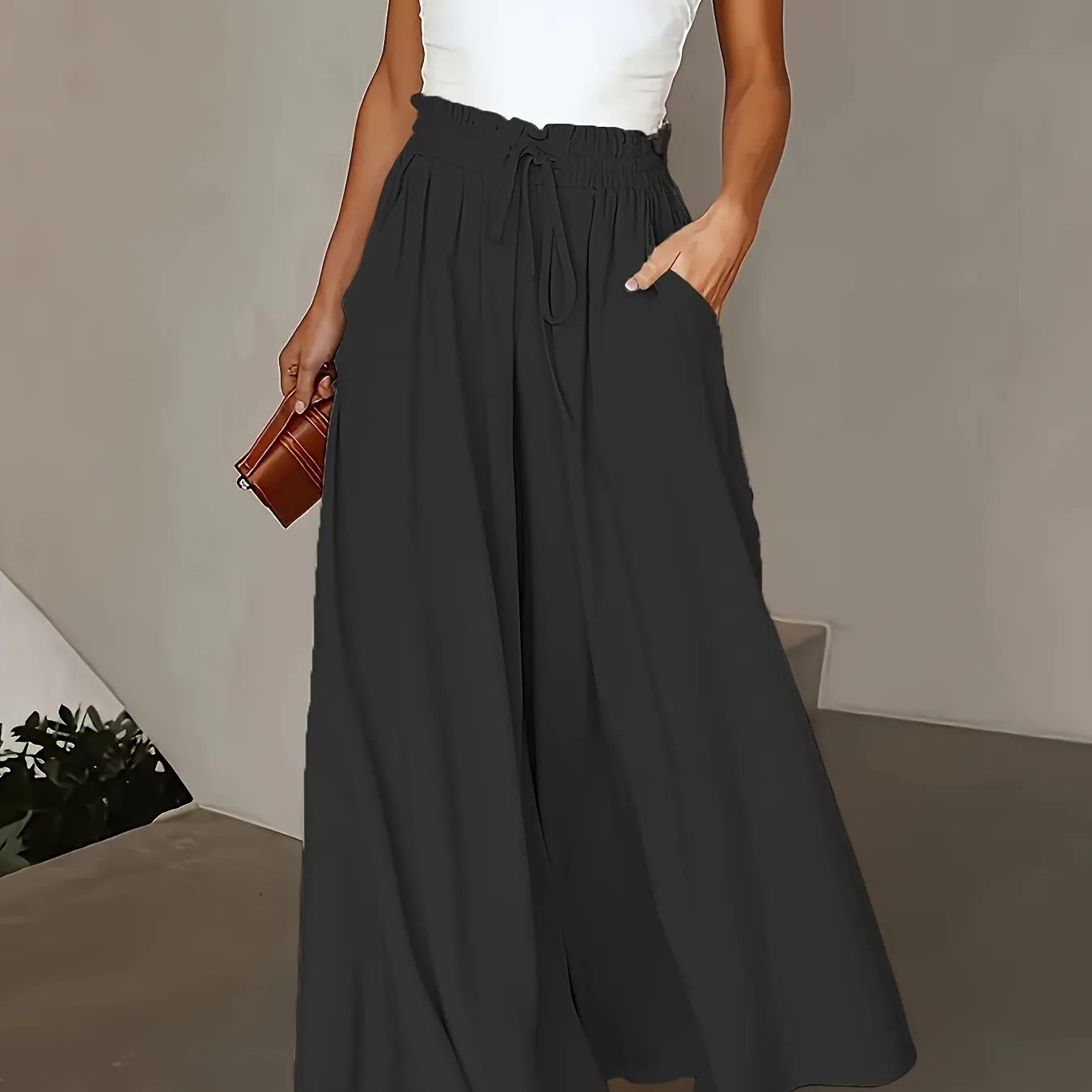 Plus Size Solid Wide Leg Pants - Comfortable Style for Every Occasion