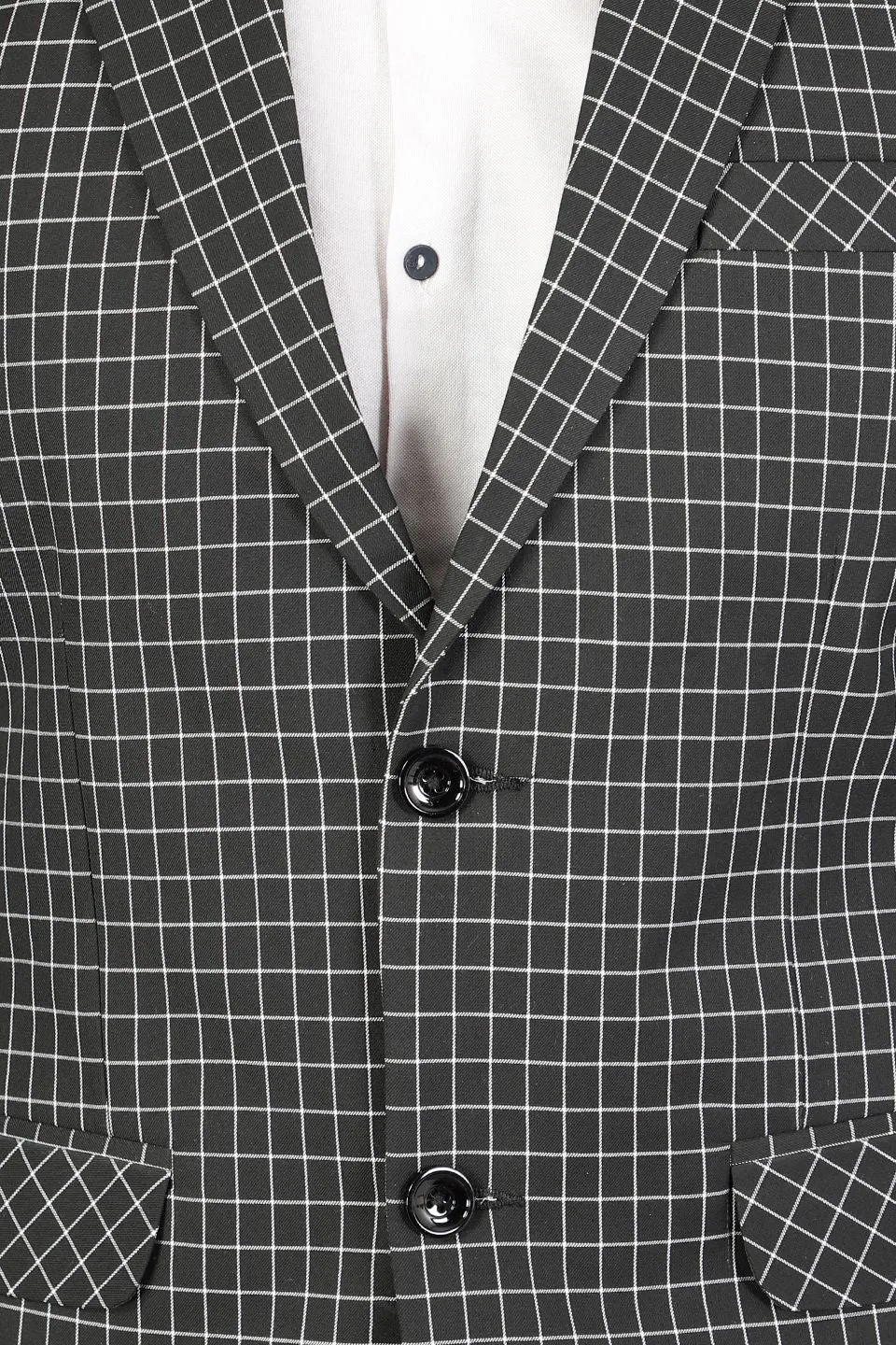 Poly Viscose (by Raymonds Mills) Checkered Black Blazer