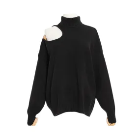 Pre Order:  Cutoff Shoulder Turtleneck Knit Sweater