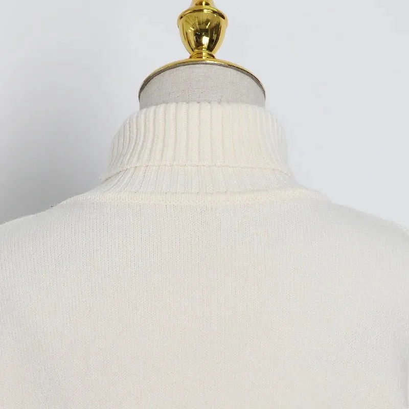 Pre Order:  Cutoff Shoulder Turtleneck Knit Sweater