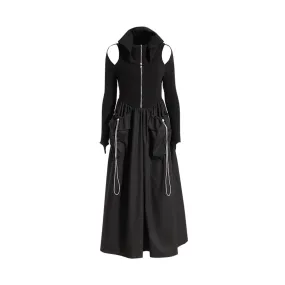 Pre Order:  Cutout Shoulder Drawstring Knit Dress