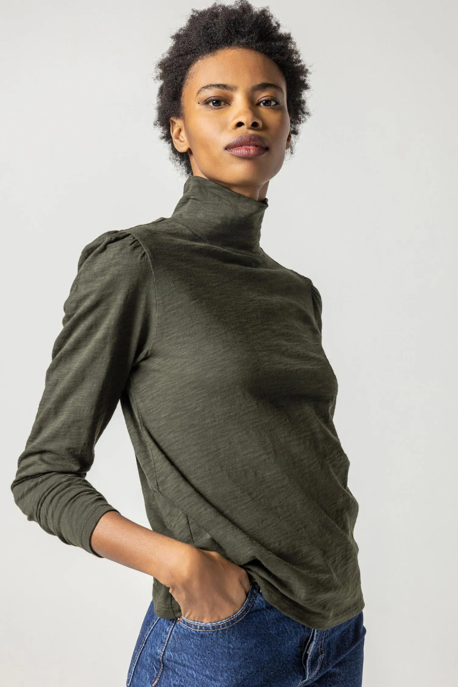 Puff Sleeve Turtleneck