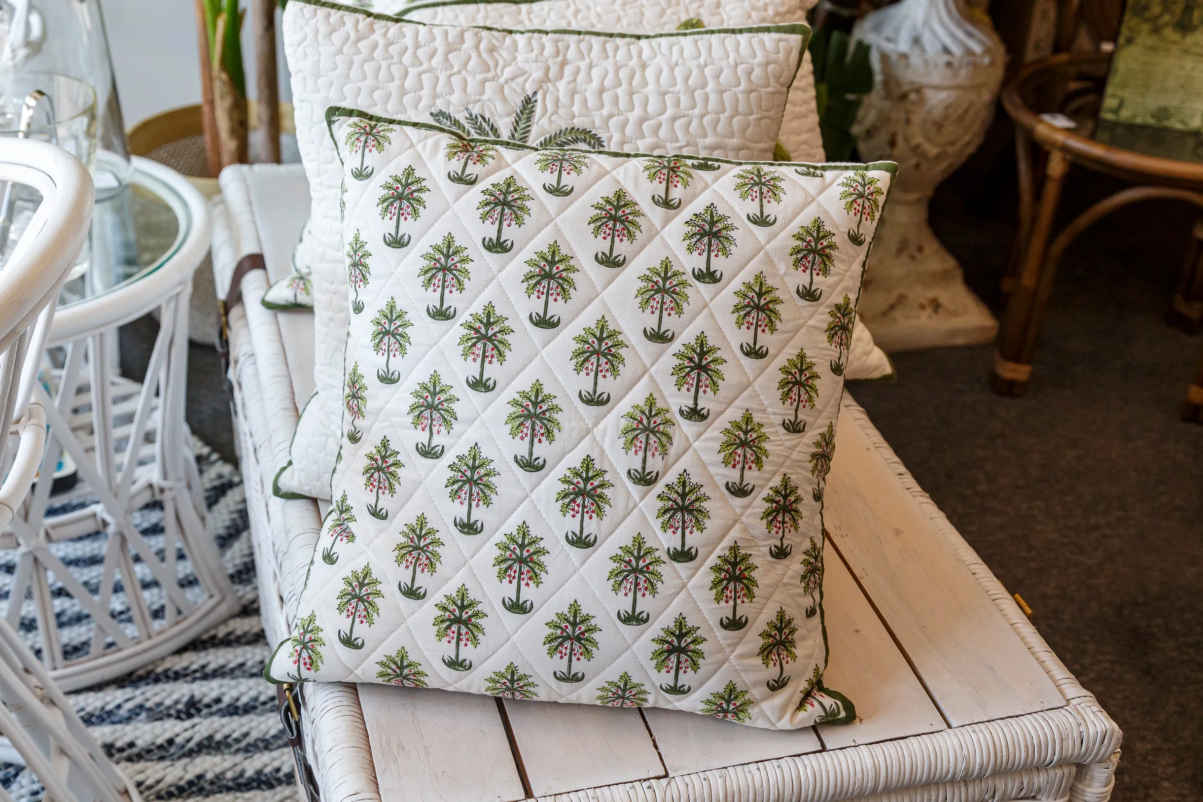 Quilted Indian Cotton Palm Cushion