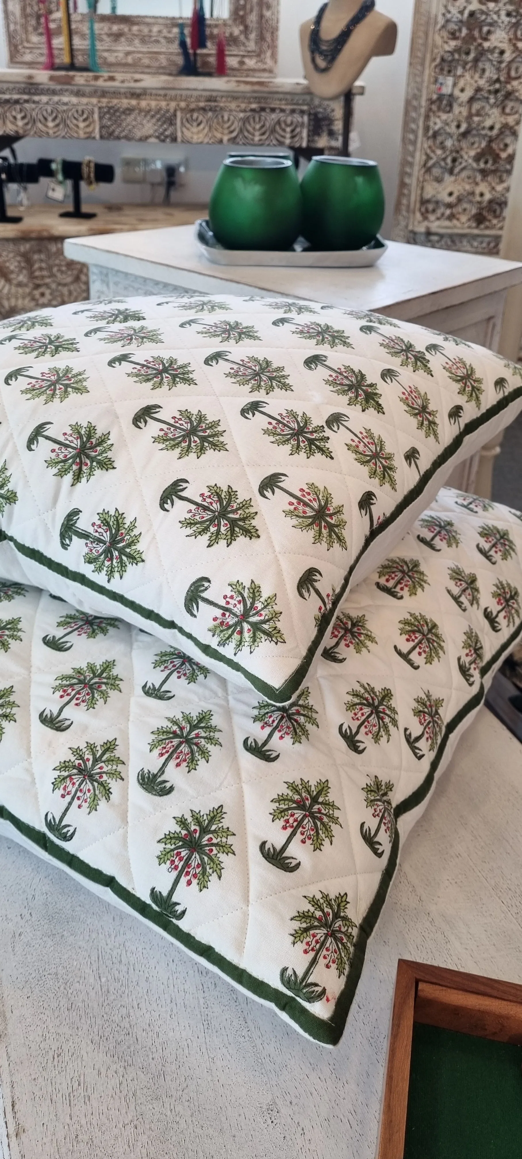 Quilted Indian Cotton Palm Cushion