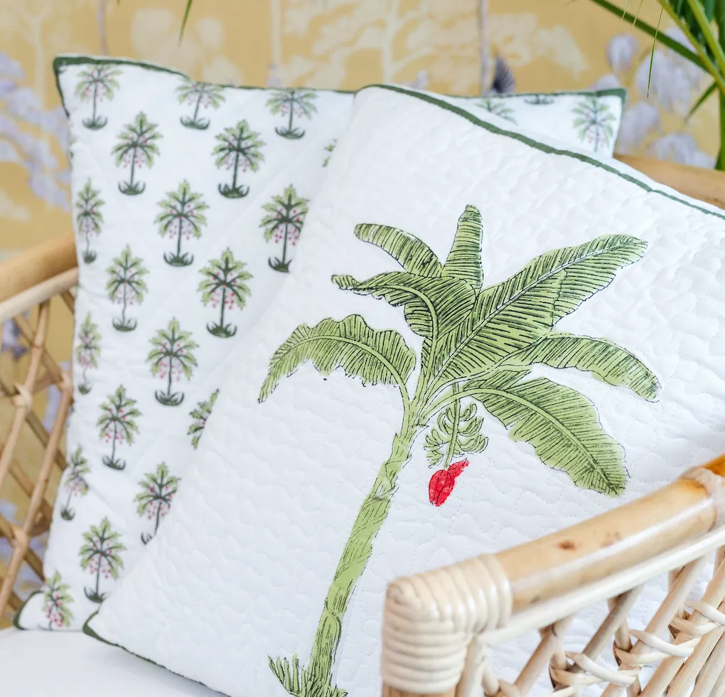 Quilted Indian Cotton Palm Cushion