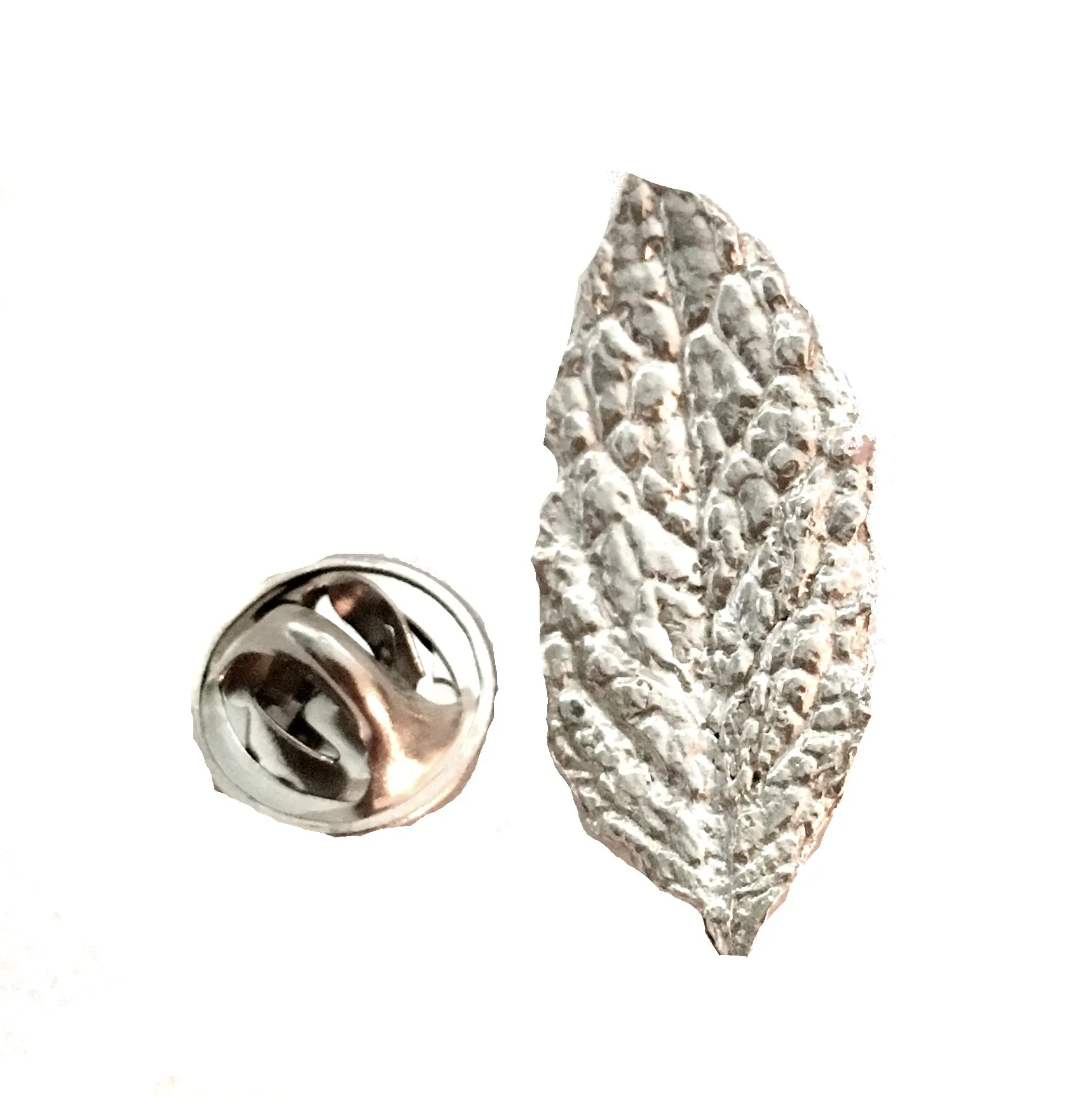 Real Mint Leaf Pin in Sterling Silver