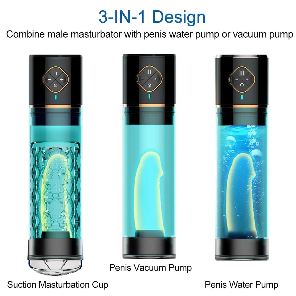 Rechargeable Vacuum Penis Pump Enlargement Water Filled Male Masturbator