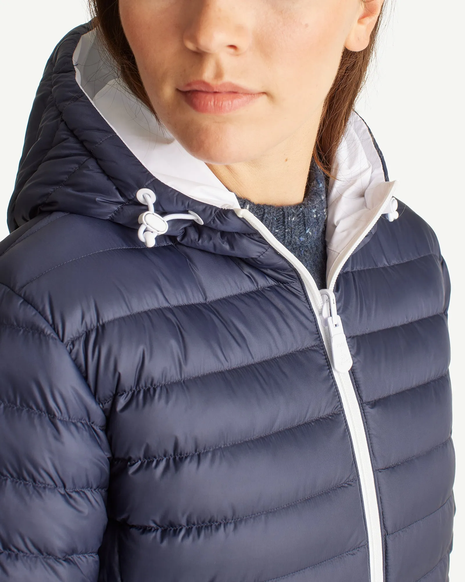 Reversible Down Jacket White/Navy Blue Vienne