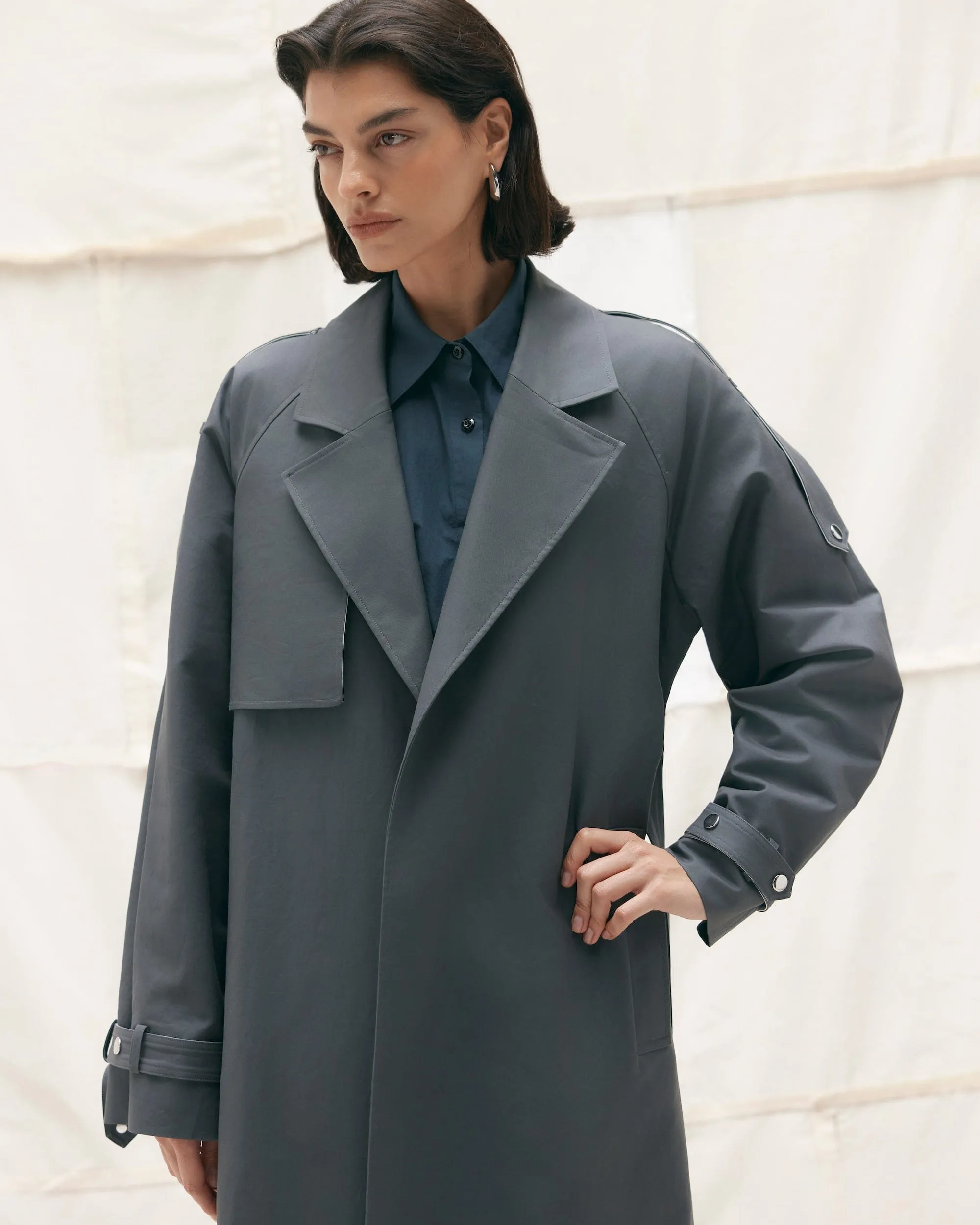 Rhea Contrast Trim Trench Coat