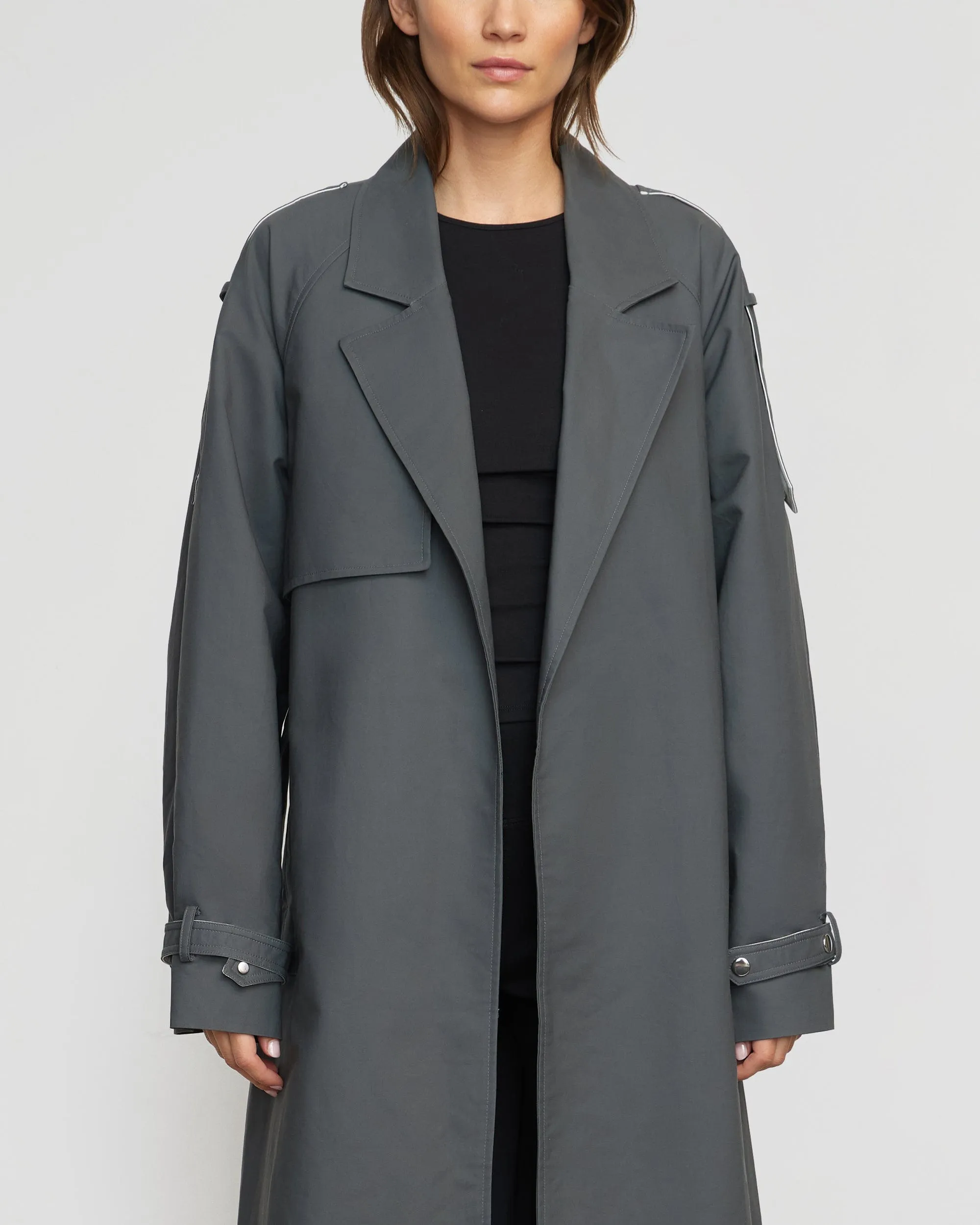 Rhea Contrast Trim Trench Coat